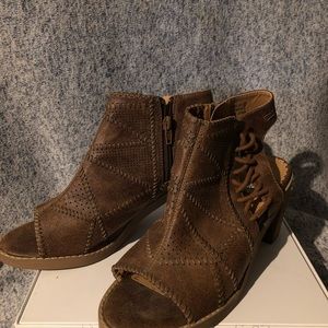 Open toed and open heel ankle boots